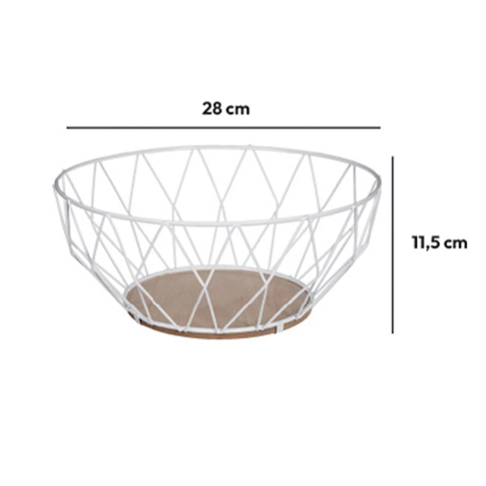 5Five Fruitmand/fruitschaal - Draad Metaal - Wit - Dia 28 Cm 4 5Five Fruitmand/fruitschaal - Draad Metaal - Wit - Dia 28 Cm - Afbeelding 2