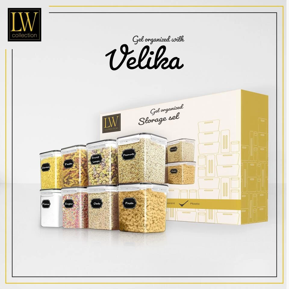 LW Collection Voorraadpotten 8 Stuks 2.5L Met Stickers 5 LW Collection Voorraadpotten 8 Stuks 2.5L Met Stickers - Afbeelding 3