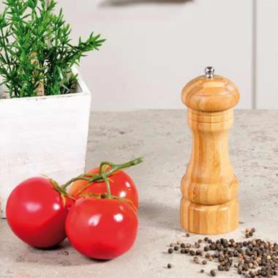 Merkloos Kesper Pepermolen Of Zoutmolen - Bamboehout - 16 Cm 4 Merkloos Kesper Pepermolen Of Zoutmolen - Bamboehout - 16 Cm - Afbeelding 2