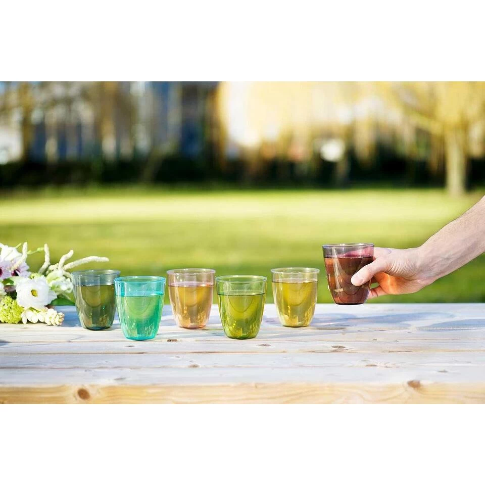 6x Stuks Gekleurde Waterglazen/drinkglazen Cosy Moments 310 Ml 4 6x Stuks Gekleurde Waterglazen/drinkglazen Cosy Moments 310 Ml - Afbeelding 2