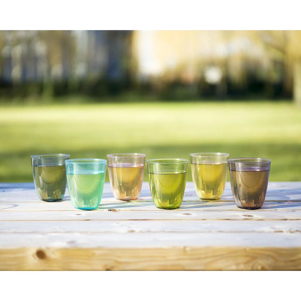 6x Stuks Gekleurde Waterglazen/drinkglazen Cosy Moments 310 Ml 6 6x Stuks Gekleurde Waterglazen/drinkglazen Cosy Moments 310 Ml - Afbeelding 4