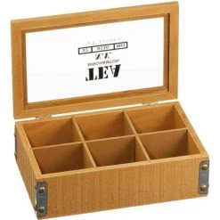 Merkloos Theedoos - 6 Vakjes - Hout - 7 Cm -Het originele servies. 1000010931 0101