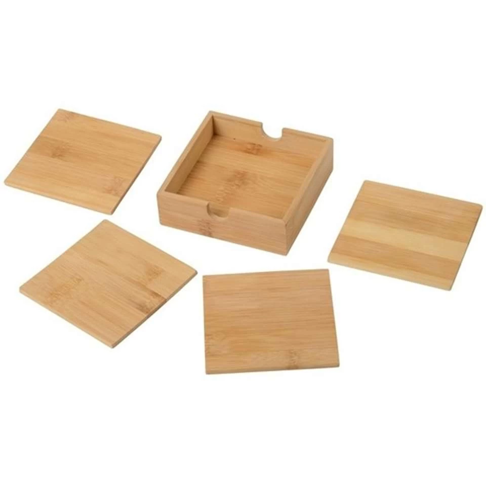 Merkloos 4x Bamboe Houten Glas Onderzetters Vierkant 10 Cm 4 Merkloos 4x Bamboe Houten Glas Onderzetters Vierkant 10 Cm - Afbeelding 2