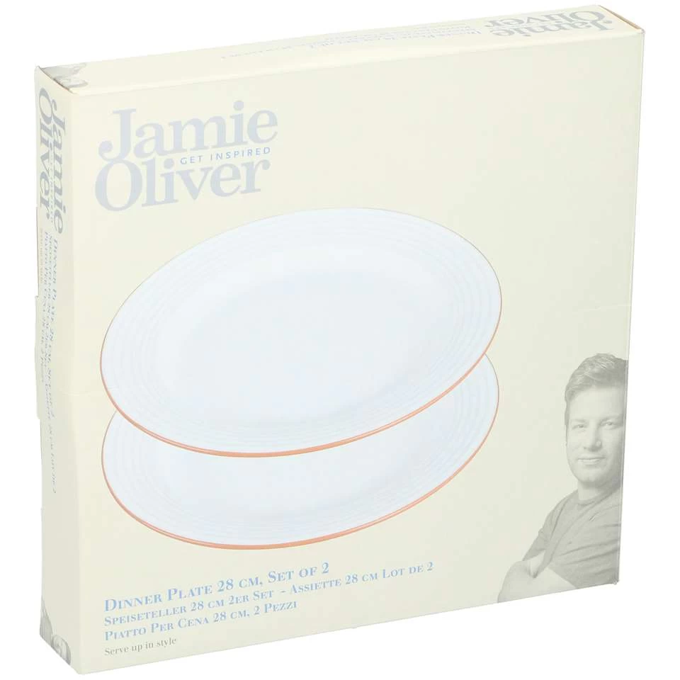Jamie Oliver Dinerborden - 2 Stuks - Wit Met Oranje - Keramiek 4 Jamie Oliver Dinerborden - 2 Stuks - Wit Met Oranje - Keramiek - Afbeelding 2