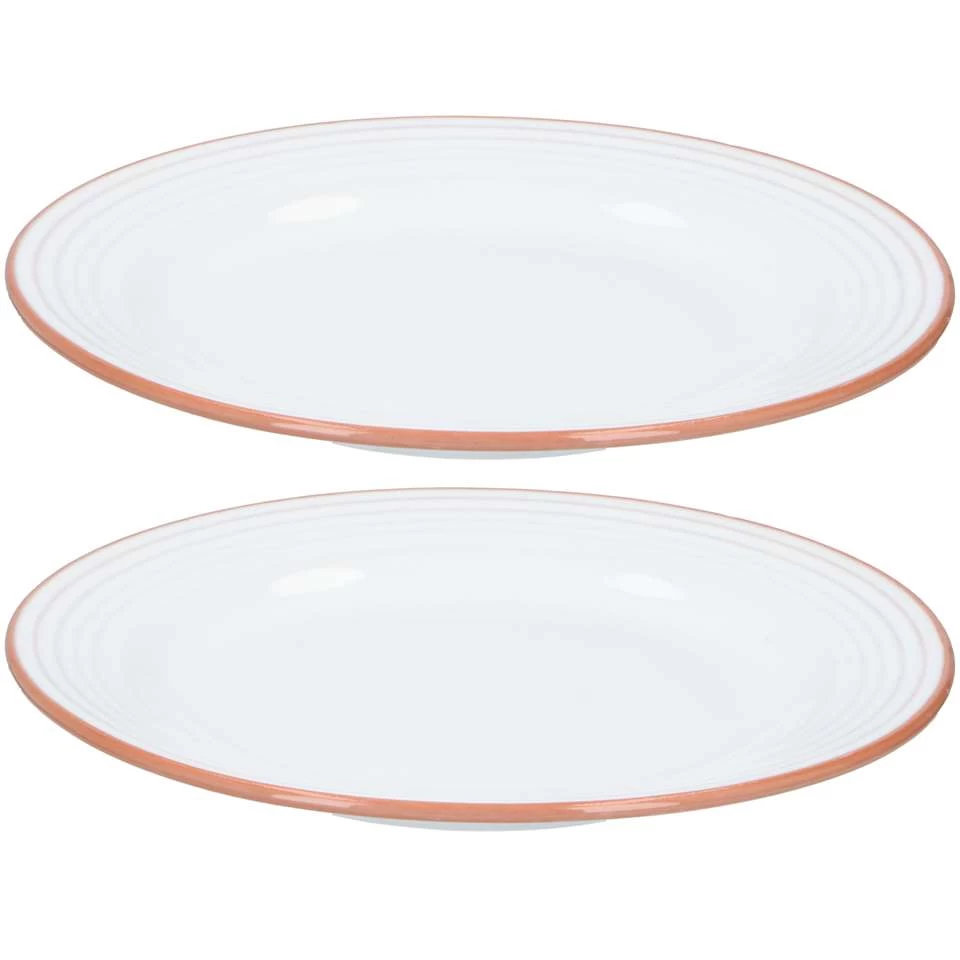 Jamie Oliver Dinerborden - 2 Stuks - Wit Met Oranje - Keramiek 3 Jamie Oliver Dinerborden - 2 Stuks - Wit Met Oranje - Keramiek
