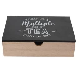 Excellent Houseware Theedoos - 6 Vakken - Antraciet - 24 Cm