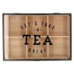 Merkloos Theedoos - Bruin - 6-vaks - Hout - 25 Cm -Het originele servies. 1000012618 0101