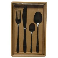 Decoris Bestekset - 16-delig - Zwart - RVS - 4 Personen