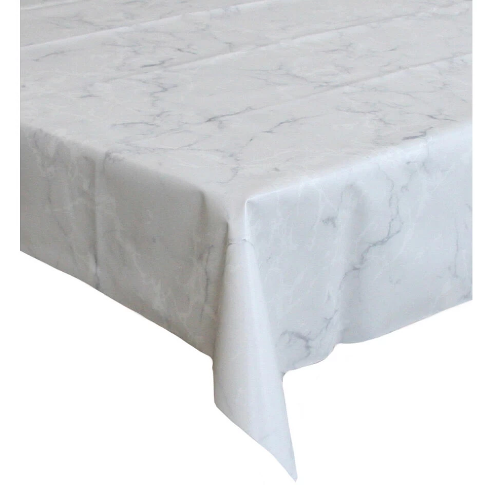 Bellatio Design Tafelzeil - Lichtgrijs - Marmer Look - 140 X 250 Cm 3 Bellatio Design Tafelzeil - Lichtgrijs - Marmer Look - 140 X 250 Cm