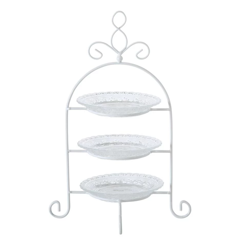 Etagere - 3-laags - Wit - Metaal En Glas - 30 X 32 Cm 3 Etagere - 3-laags - Wit - Metaal En Glas - 30 X 32 Cm