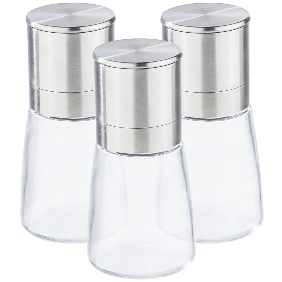 HI Kruidenmolen Set - 3-delig - Elektrisch - RVS Met Glas 3 HI Kruidenmolen Set - 3-delig - Elektrisch - RVS Met Glas
