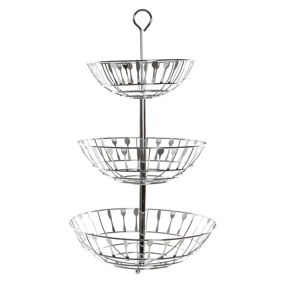 Items Fruitschaal - Etagere - 3-laags - Zilver - Bestek Patroon 3 Items Fruitschaal - Etagere - 3-laags - Zilver - Bestek Patroon
