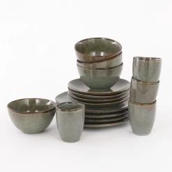Mica Decorations Tabo Serviesset 4 Persoons Keramiek Groen -Het originele servies. 1000019288 0101