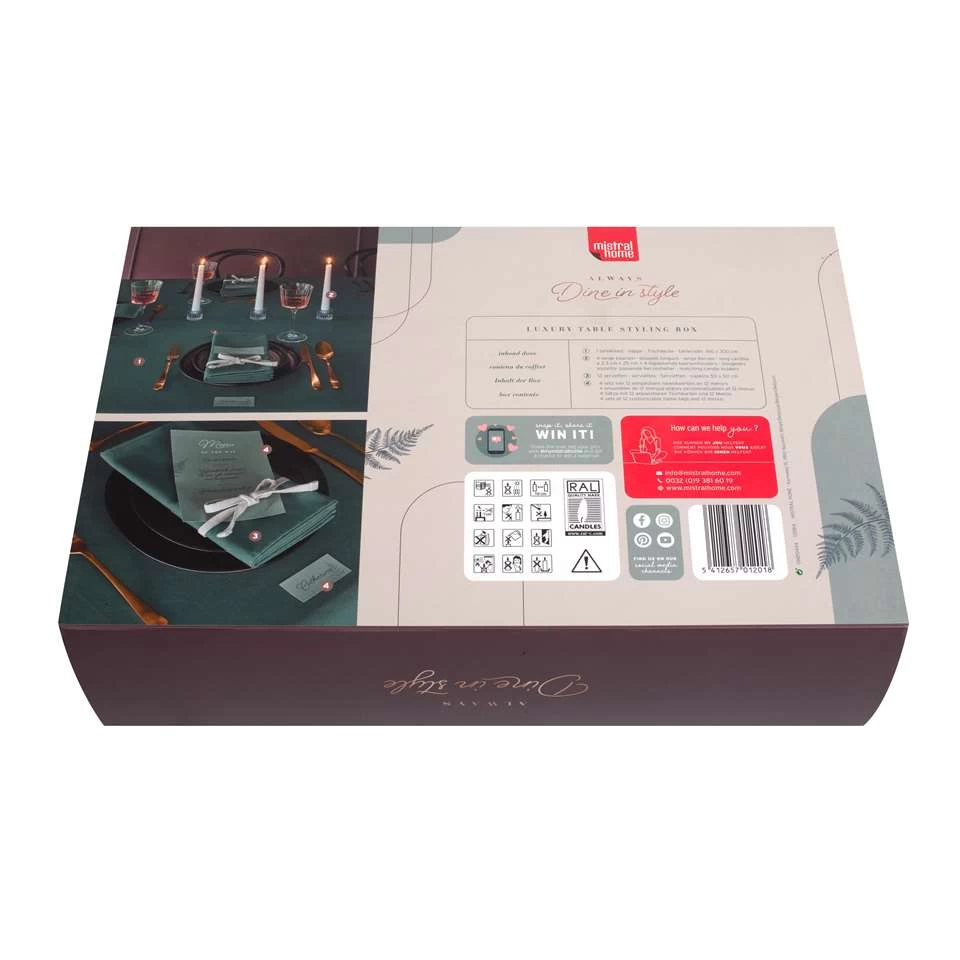 Giftbox-Tafellinnen-Dine In Style-extra Lang Tafelkleed-Donkergroen 4 Giftbox-Tafellinnen-Dine In Style-extra Lang Tafelkleed-Donkergroen - Afbeelding 2