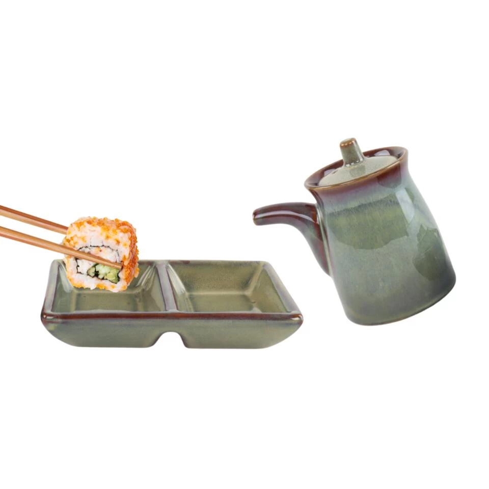 Orange85 Sushi Servies Set Met Sojasaus Kan En Schaaltje Groen 5 Orange85 Sushi Servies Set Met Sojasaus Kan En Schaaltje Groen - Afbeelding 3