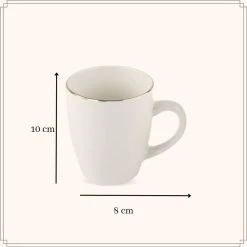 OTIX Mokken Set Wit Met Goud 200ml Porselein 6 Stuks DAISY -Het originele servies. 1000033122 0111