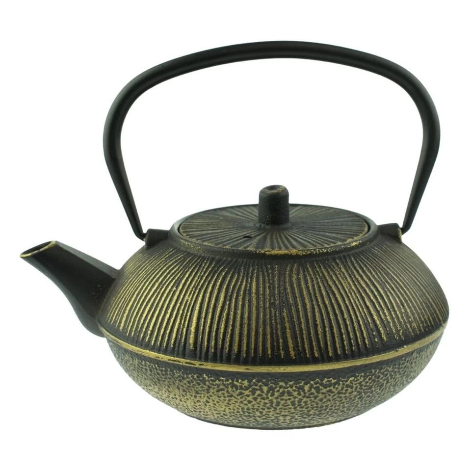 Orange85 Gietijzeren Theepot Aziatisch 0.8l Bol Zwart Met Goud 3 Orange85 Gietijzeren Theepot Aziatisch 0.8l Bol Zwart Met Goud