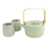 Orange85 Theepot Mint 50cl Met 2 Kopjes Aardewerk Bamboe -Het originele servies. 1000033128