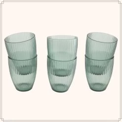 OTIX Waterglazen 6 Stuks Plastic Blauw Ribbel -Het originele servies. 1000033157 0110