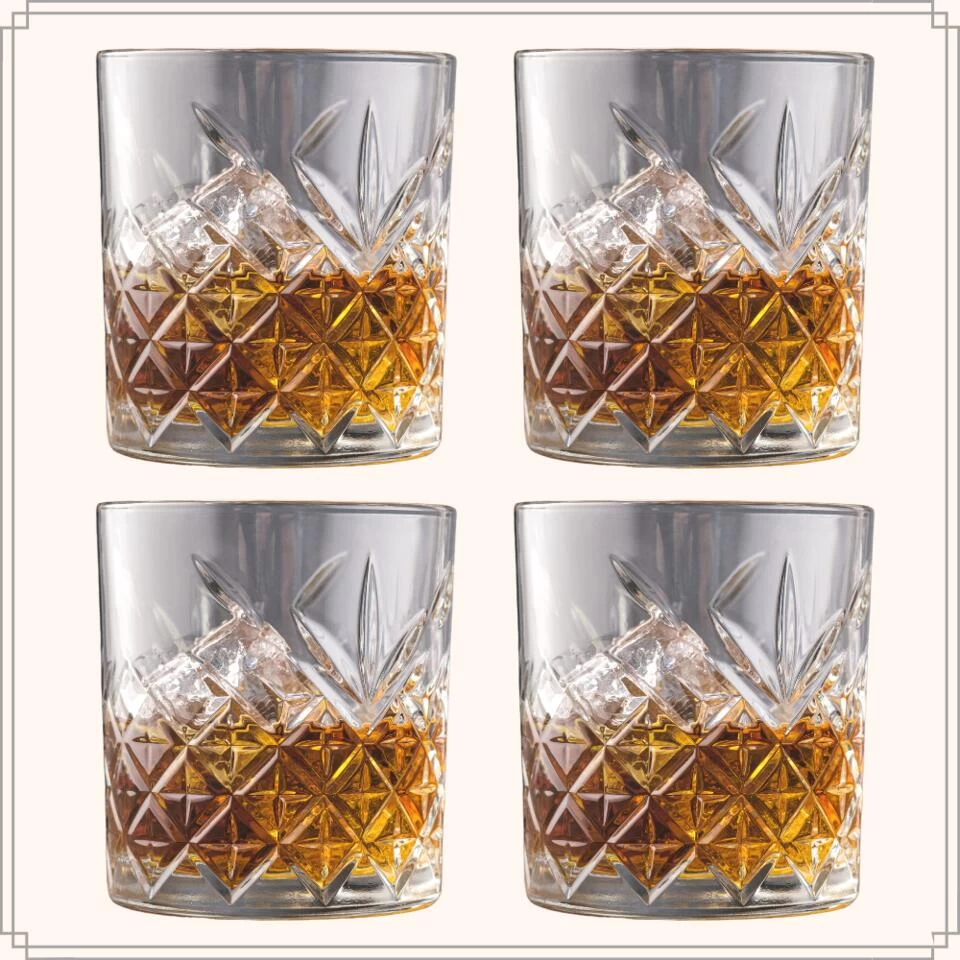 OTIX Whiskey Glazen Set Van 4 Kristal Stijlvol 230 Ml Dik Glas Stevig Sierlijk 4 OTIX Whiskey Glazen Set Van 4 Kristal Stijlvol 230 Ml Dik Glas Stevig Sierlijk - Afbeelding 2