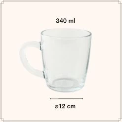 OTIX Theeglazen Met Oor Koffiemok 340ml Glas Hittebestendig Koffiemok 8 OTIX Theeglazen Met Oor Koffiemok 340ml Glas Hittebestendig Koffiemok -Het originele servies. 1000033207 0110