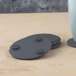 Orange85 Zwarte Onderzetters Voor Glazen 4 Stuks Leisteen Rond -Het originele servies. 1000033223 0110