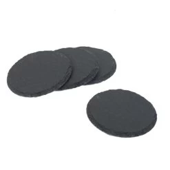 Orange85 Zwarte Onderzetters Voor Glazen 4 Stuks Leisteen Rond