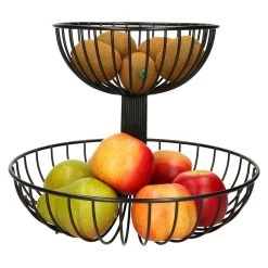 Zeller Fruitschaal - Metaal - 2-laags - Zwart - 32 Cm -Het originele servies. 1000037726 0102