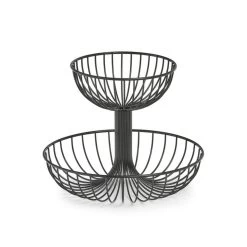 Zeller Fruitschaal - Metaal - 2-laags - Zwart - 32 Cm