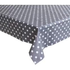 Bellatio Design Tafelzeil - Grijs En Stippen Wit - 140 X 220 Cm