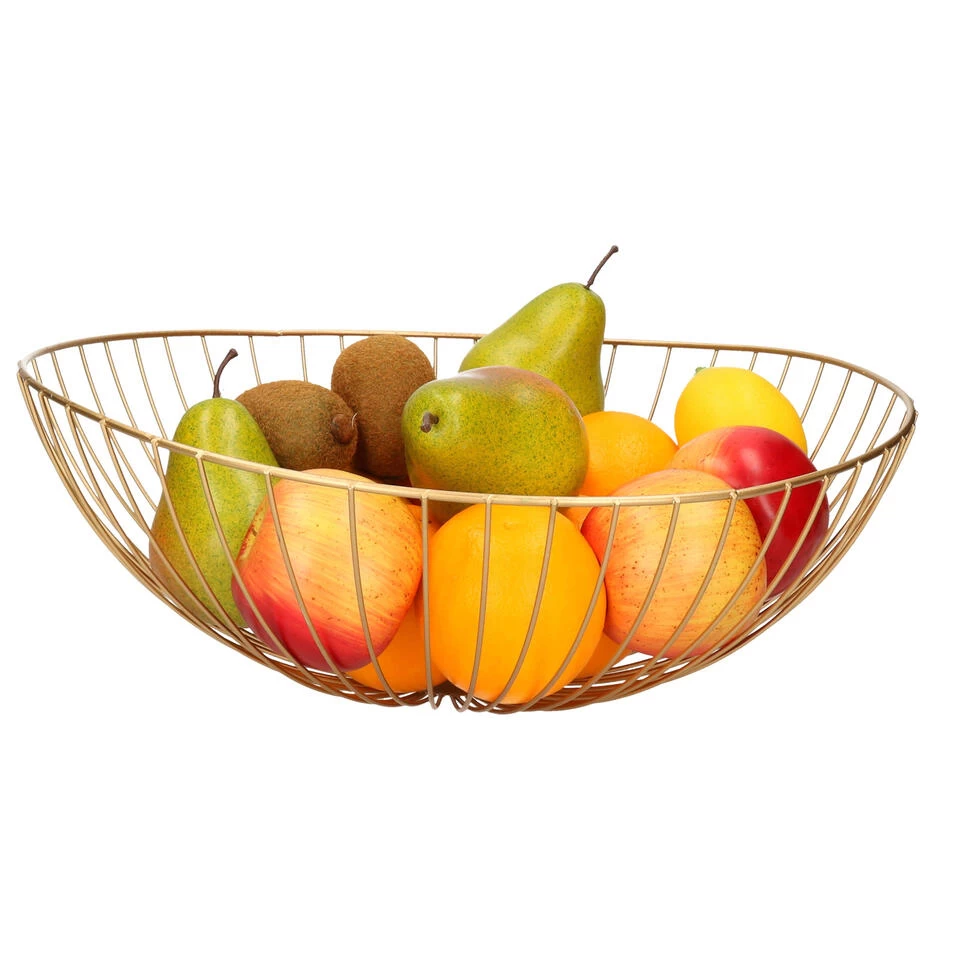Cepewa Fruitmand - Goudkleurig - Metaal - Rond - 38 Cm 4 Cepewa Fruitmand - Goudkleurig - Metaal - Rond - 38 Cm - Afbeelding 2