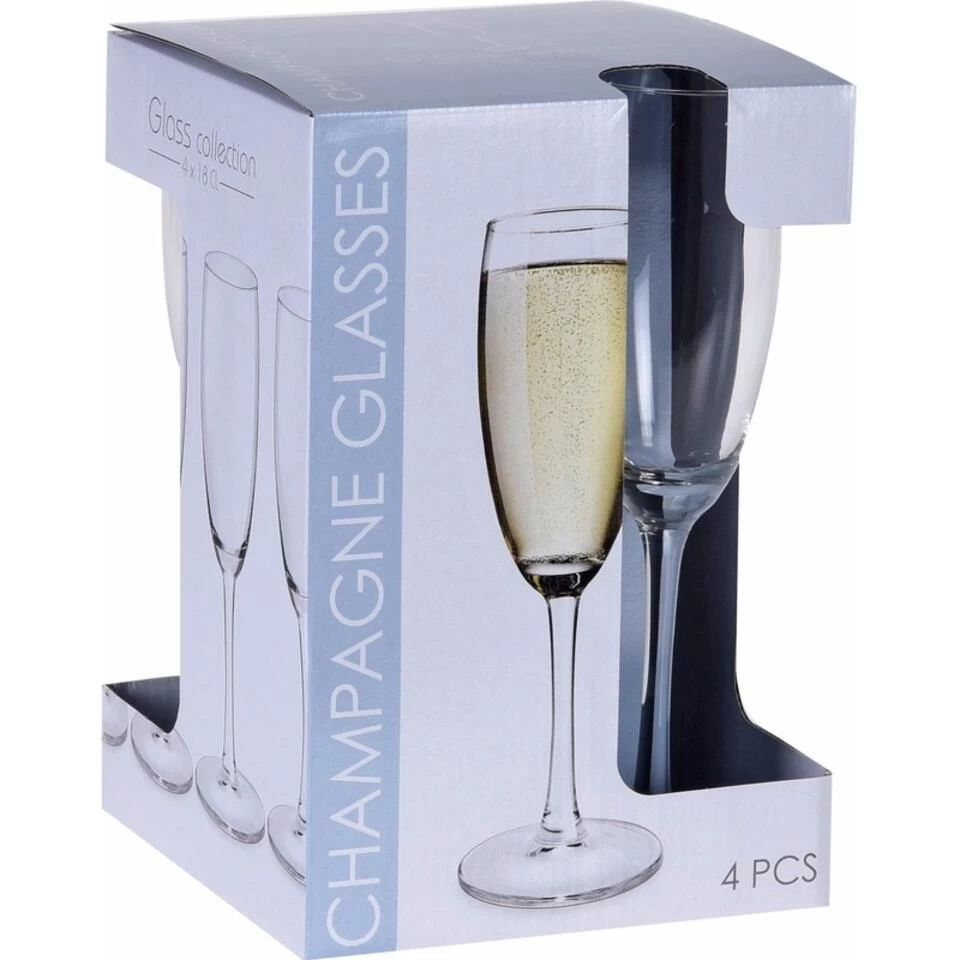 Merkloos Champagneglazen - 4 Stuks - Glas - 180 Ml 4 Merkloos Champagneglazen - 4 Stuks - Glas - 180 Ml - Afbeelding 2