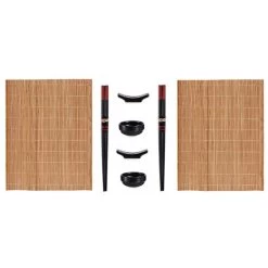 Orange85 Sushi Servies Set 8 Delig Keramiek Bamboe Zwart 2 Personen -Het originele servies. 1000049537 0110