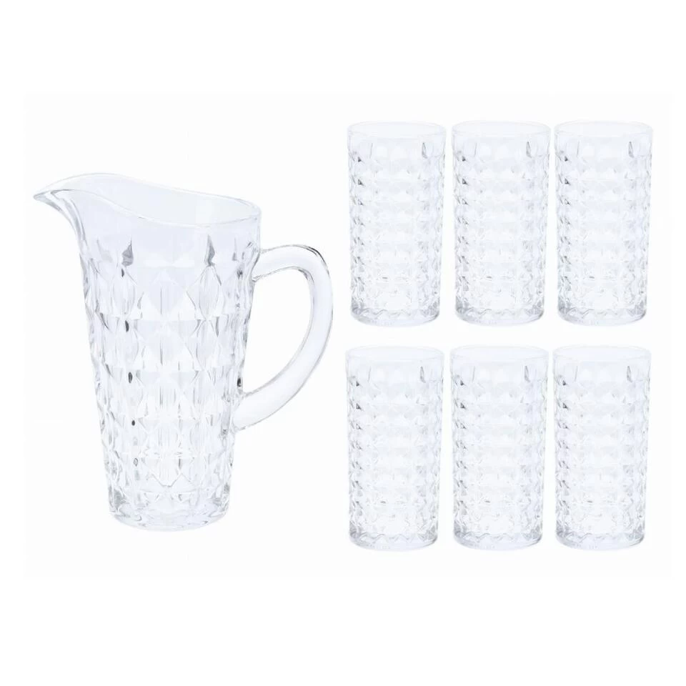 Orange85 Karaf Met Glazen Voor Water 6 Stuks Kristal 3 Orange85 Karaf Met Glazen Voor Water 6 Stuks Kristal