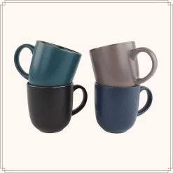 OTIX Koffiekopjes Met Oor Theekoppen Aardewerk Set 4 Stuks 330ml Multi -Het originele servies. 1000049568 0111