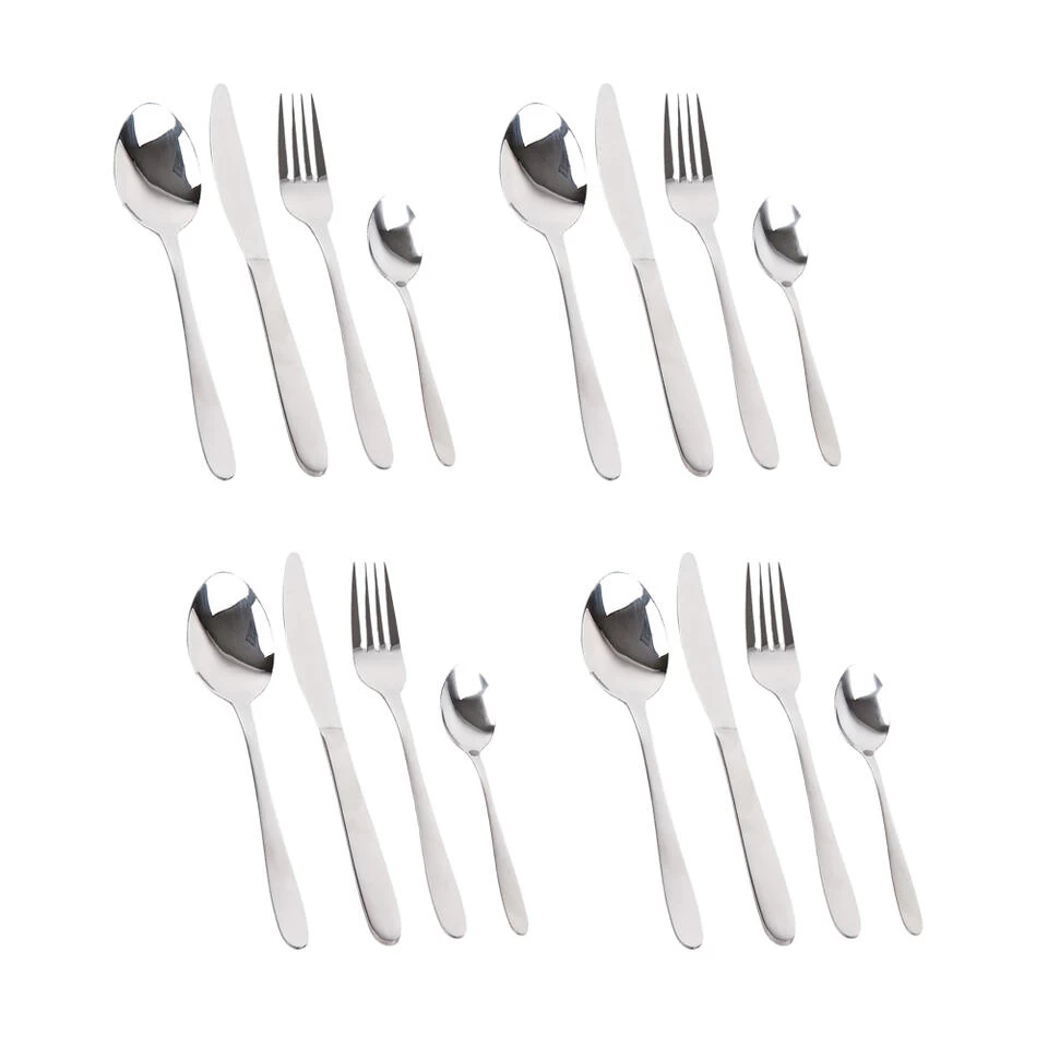 Orange85 Bestekset 16-delig RVS Zilver 4 Personen Vork Mes Lepel Dessertlepel 4 Orange85 Bestekset 16-delig RVS Zilver 4 Personen Vork Mes Lepel Dessertlepel - Afbeelding 2