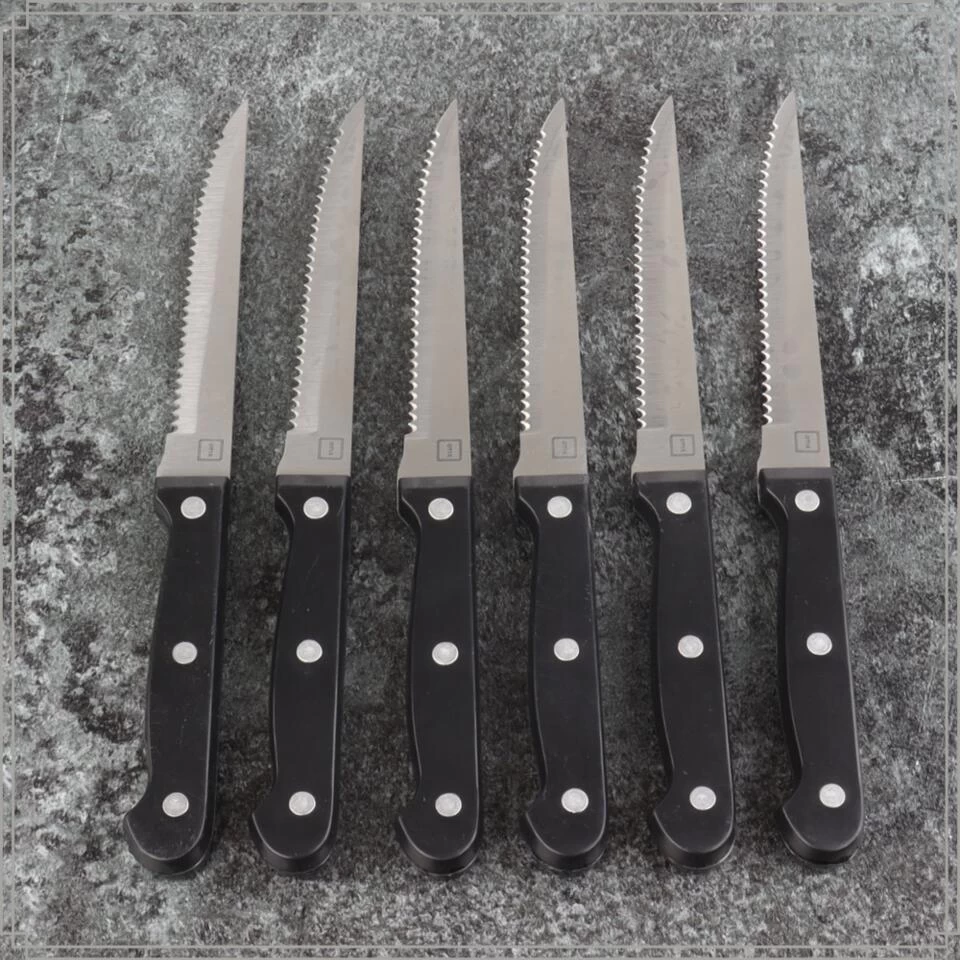 OTIX Steakmessen Set Van 6 Stuks Zwart Vaatwasserbestendig 21x2x1,5cm 4 OTIX Steakmessen Set Van 6 Stuks Zwart Vaatwasserbestendig 21x2x1,5cm - Afbeelding 2