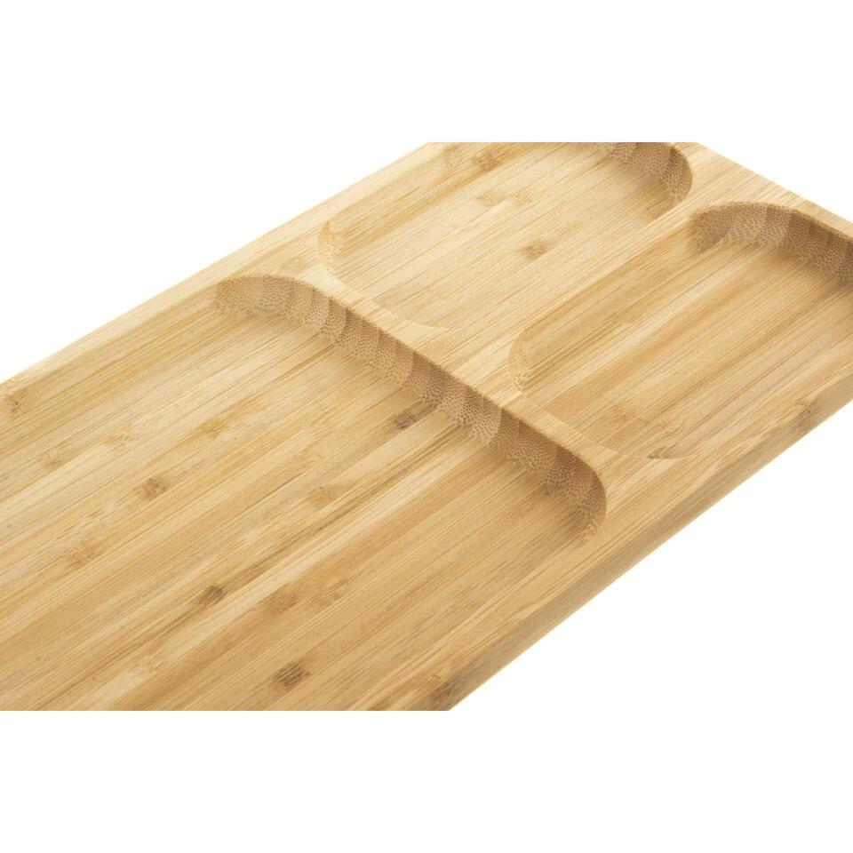 Serveerplank - Bruin - 3-vaks - Bamboe - 39 X 16 X 2 Cm 4 Serveerplank - Bruin - 3-vaks - Bamboe - 39 X 16 X 2 Cm - Afbeelding 2