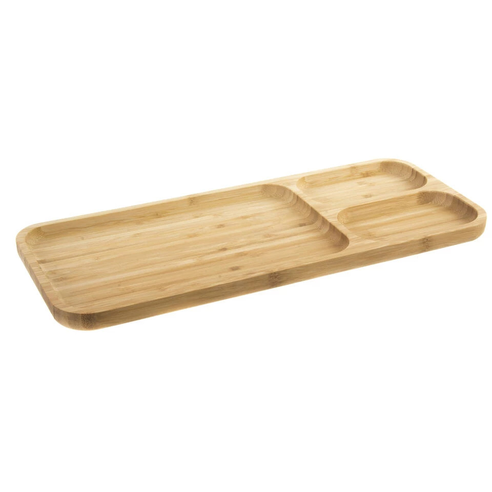 Serveerplank - Bruin - 3-vaks - Bamboe - 39 X 16 X 2 Cm 3 Serveerplank - Bruin - 3-vaks - Bamboe - 39 X 16 X 2 Cm