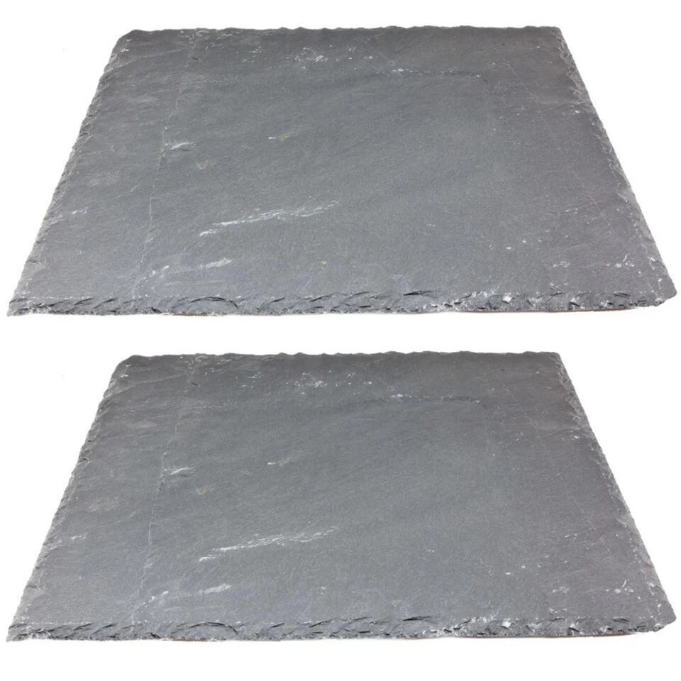 Merkloos 1x Leisteen Serveerplanken/onderzetters 30 X 30 Cm 4 Merkloos 1x Leisteen Serveerplanken/onderzetters 30 X 30 Cm - Afbeelding 2