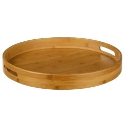 5Five Dienblad/serveerblad - Bamboe Bruin - Met Handvaten - D40 Cm