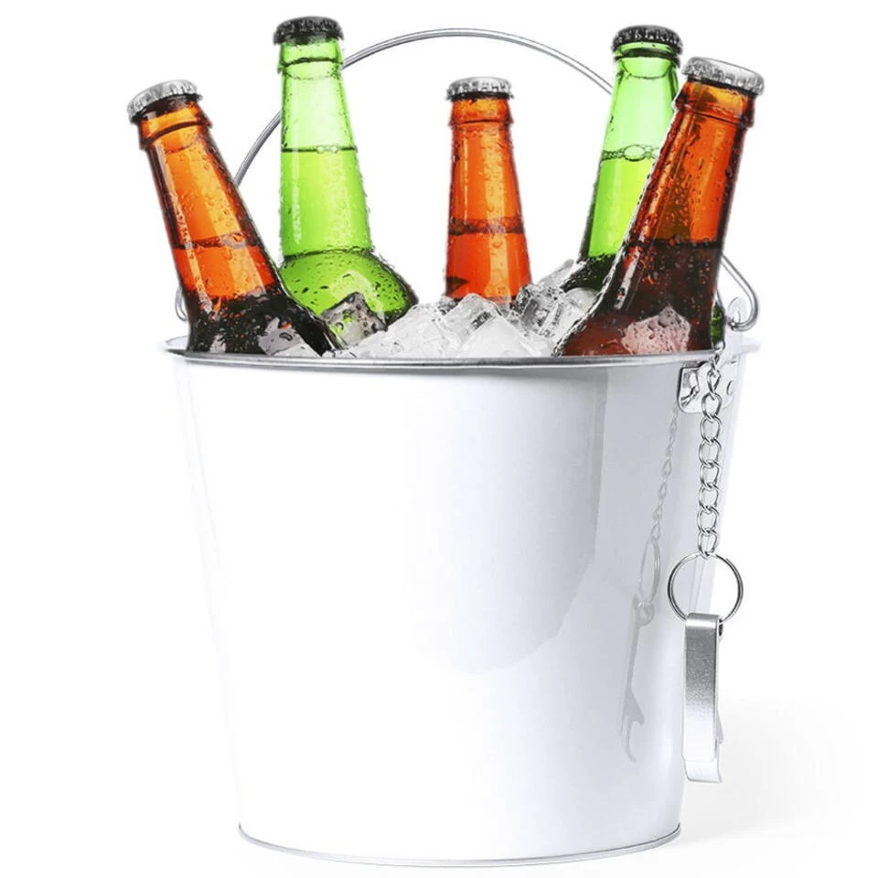 Merkloos IJsemmer Bierkoeler - Metaal - Wit - 6 L - Met Handvat 3 Merkloos IJsemmer Bierkoeler - Metaal - Wit - 6 L - Met Handvat