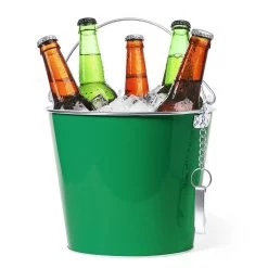 Merkloos IJsemmer Bierkoeler - Metaal - Groen - 6 L - Met Handvat