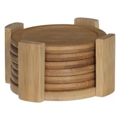 Set Van 6x Secret De Gourmet Onderzetters - Bamboe - Rond D10 Cm