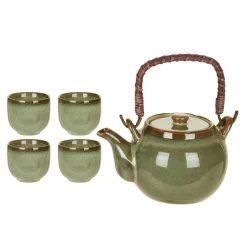 Excellent Houseware Theepot Set Met 4 Bekers Groen Keramiek 7 Excellent Houseware Theepot Set Met 4 Bekers Groen Keramiek -Het originele servies. 1000065903 0100