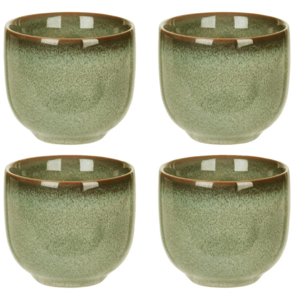 Excellent Houseware Theepot Set Met 4 Bekers Groen Keramiek 4 Excellent Houseware Theepot Set Met 4 Bekers Groen Keramiek - Afbeelding 2