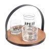 Excellent Houseware Serveerplank - Bamboe - D18 Cm - Met 3x Schaaltjes Van Glas -Het originele servies. 1000066534