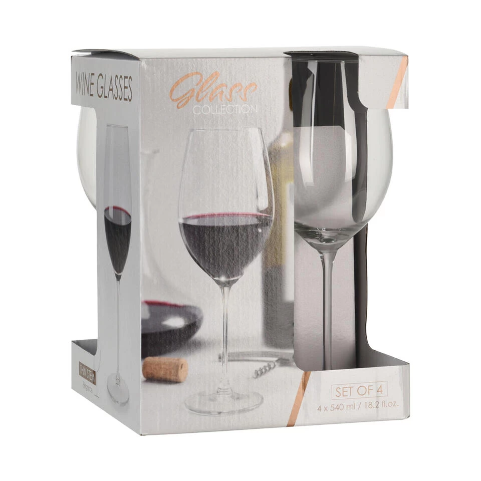 Excellent Houseware Wijnglazen Set - 4 Stuks - Glas - Transparant - 540 Ml 4 Excellent Houseware Wijnglazen Set - 4 Stuks - Glas - Transparant - 540 Ml - Afbeelding 2
