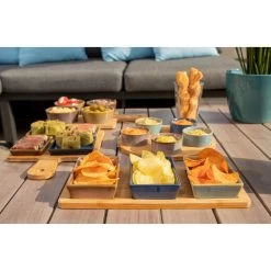 Billiet Serveerplank Bamboe - Met 3x Luxe Schaaltjes - 31 X 15 Cm -Het originele servies. 1000068478 0103