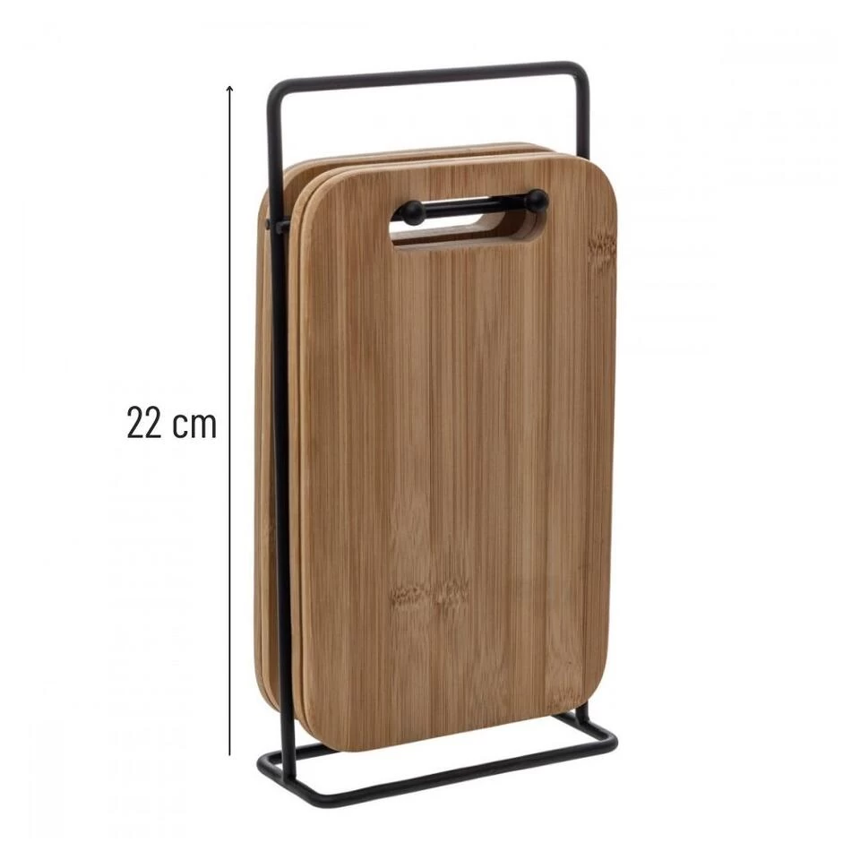 Orange85 Snijplankenset Met Houder 4 Stuks 15 X 6,5 X 27 Cm Bamboe Rechthoekig 4 Orange85 Snijplankenset Met Houder 4 Stuks 15 X 6,5 X 27 Cm Bamboe Rechthoekig - Afbeelding 2